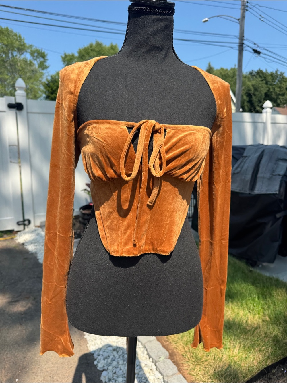 New Pink Women's Rust Brown Corset-Style Top and bolero